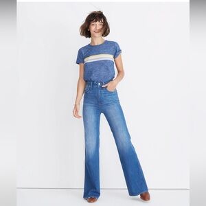 {Madewell} "11 Inch High-Rise Flare Jeans" Stretch Denim Jeans